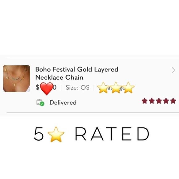 2/$24 NEW Boho Festival Gold Layered Necklace Chain 178 - Picture 4 of 5